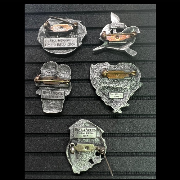 Limited Edition Birds & Blooms Pewter Brooch/Pins - Picture 6 of 6
